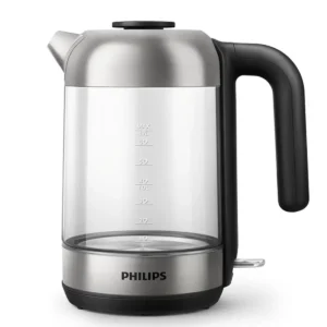 Philips Series 5000 Electric Kettle HD9339, 2200 W, 1.7 L, Black and Silver, Glass, Blue Light Indicator